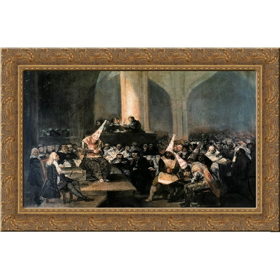 Inquisition Scene 24x18 Gold Ornate Wood Framed Canvas Art by Francisco Goya