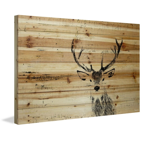"Inquisitive Deer" Painting Print on Natural Pine Wood
