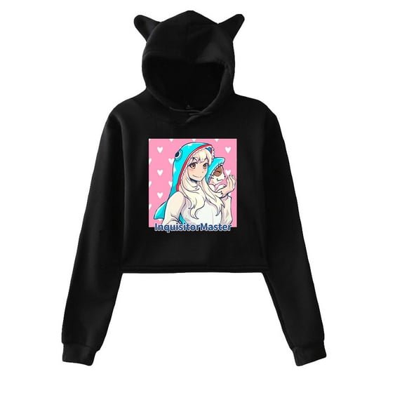 InquisitorMaster Hoodie Sweatshirts Crop top Printing Internet Celebrity for Girls Cat Ear Youth Streetwear