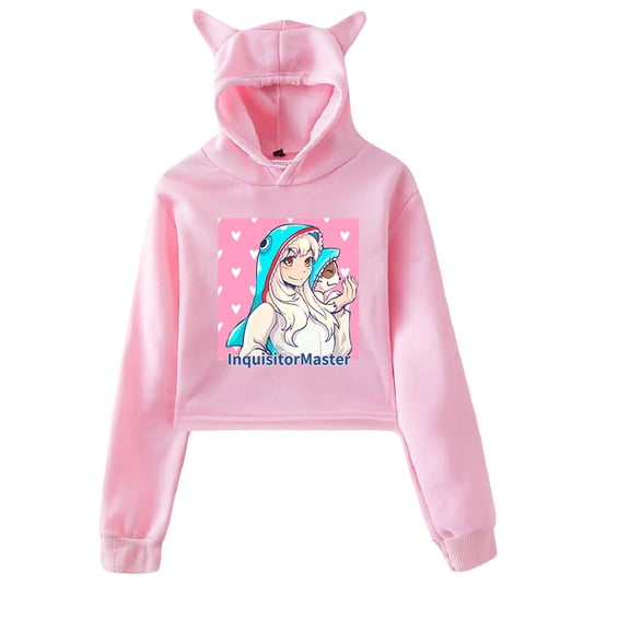 InquisitorMaster Hoodie Sweatshirts Crop top Printing Internet Celebrity for Girls Cat Ear Youth Streetwear