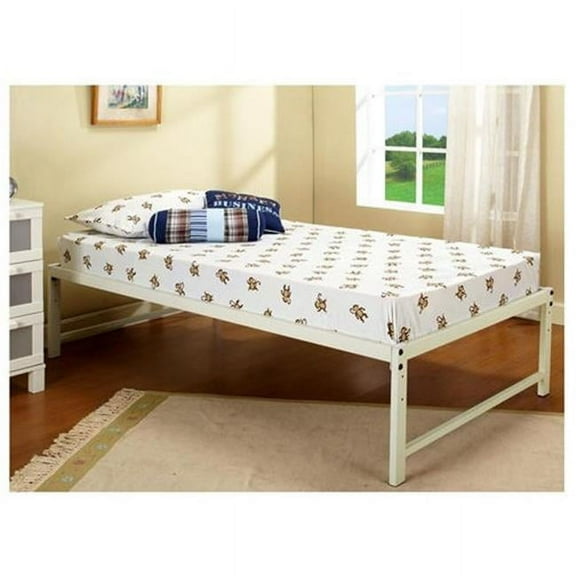 Inroom Furniture Design Hi Riser bed with solidwhite wood posts and white metal frame. white Finish