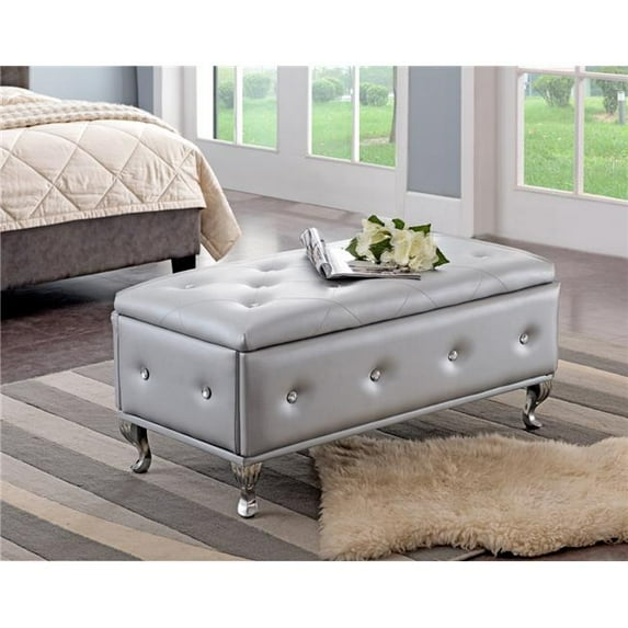 Inroom Furniture Designs Contemporary Bench - Silver, 18 x 39 x 19 in.