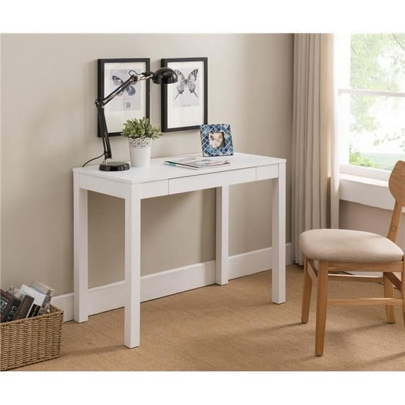 Inroom White Finish Wood Single Drawer Parsons Desk