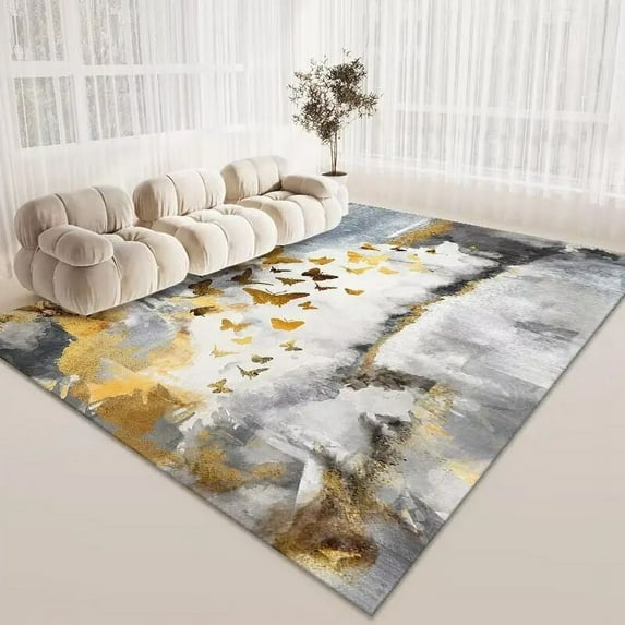 Ins Abstract Golden Carpets for Home Living Room 160x230cm Luxury Bedroom Large Area Rugs Washable Room Decor Entrance Door Mats