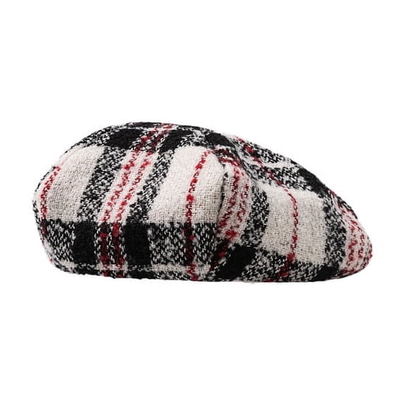 Ins All-match Plaid Berets Caps for Women Face Small Contrast Color Matching Painter Hat Pumpkin Hats Sombreros De Mujer (1,56-58cm)