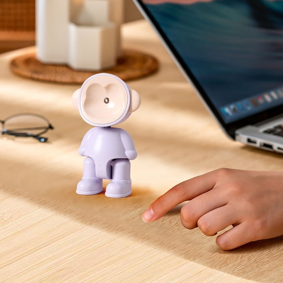 Ins Cute Robot Night Light Magnetic Suction Adjustable Head LED Bedside Lamp Multi Angle Pose Decorative Table Lamp Warm Soft Light ABS Material Kids Bedroom Dorm Office Night Lighting Ornament