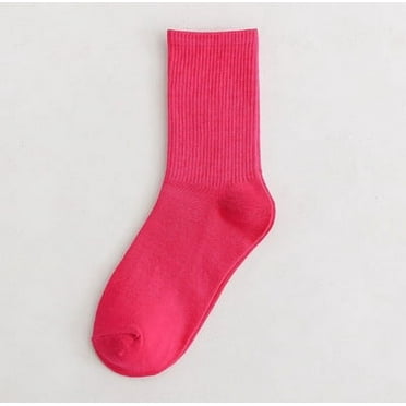 Ins Fashion 40+ Colors Combed Cotton Skateboard Women Men Socks Unisex Stretch Soft 4 Seasons Fit Basic Daily Sock Fuchsia