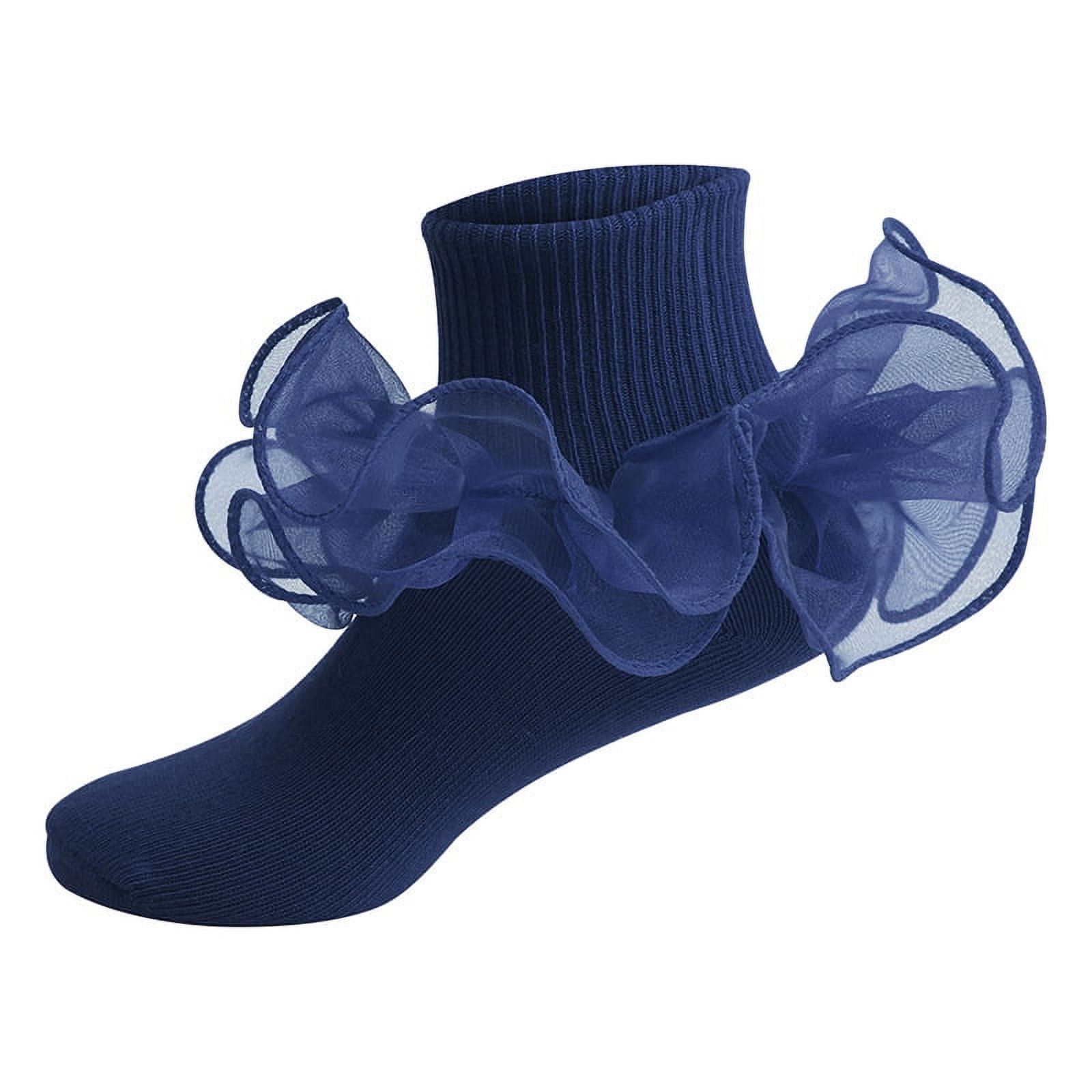 Ins Fashion Children's Dance Socks Princess Girls Frilly Sock Soft Infant Baby Socken Ruffle Socks For Kids School High Quality Navy Blue M 3 To 5 Years