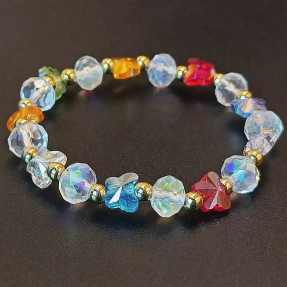 Ins Fashion Niche Hot-Selling Colorful Crystal Butterfly Bracelet for Women Gift Versatile Jewelry Non-Fading Wholesale Jewelry