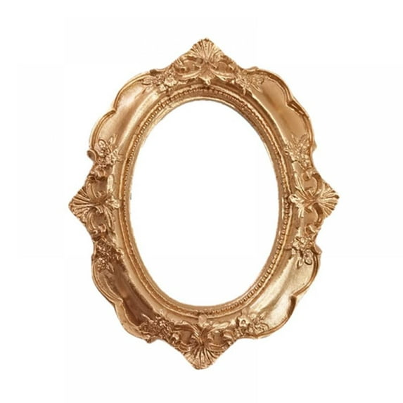 Ins Golden Retro Photo Frame Decor,Small Oval Square Photo Frame Photo Props,Multi-shaped Vintage Photo Display Props Ornaments for DIY Props Holiday Gifts Craft Accessory Decorations