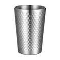 thumbnail image 1 of Ins Industry Style Anti-scalding Anti-fall Hammered Texture Milk Mugs Cold Water Drinks Cup Stainless Steel Double-Wall Beer Cups SILVER 350ML, 1 of 8