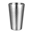 thumbnail image 1 of Ins Industry Style Anti-scalding Anti-fall Hammered Texture Milk Mugs Cold Water Drinks Cup Stainless Steel Double-Wall Beer Cups SILVER 450ML, 1 of 8