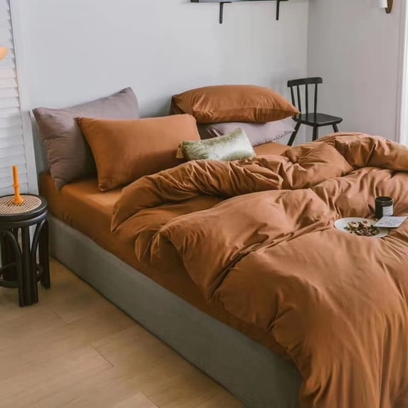 Ins Nordic Bedding Set No Filling Solid Color Simple Washable for Student Dormitory Single Double Size Soft Home Textile