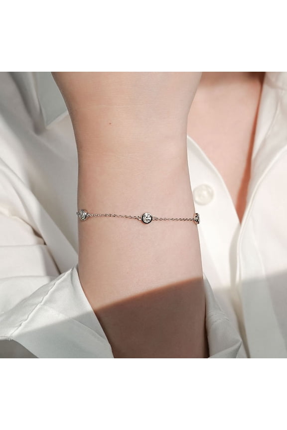 Ins Style All-match Sterling Silver Moissanite Bubble Bracelet