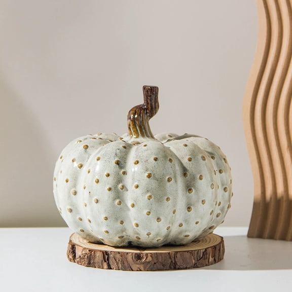 Ins Style Ceramic Pumpkin Decor, Elegant Faux Pumpkin Pot Ornament, Creative Table Centerpiece for Living Room, Bedroom, Dining Area, Wedding Venue and Hotel Indoor Daily Decoration, White