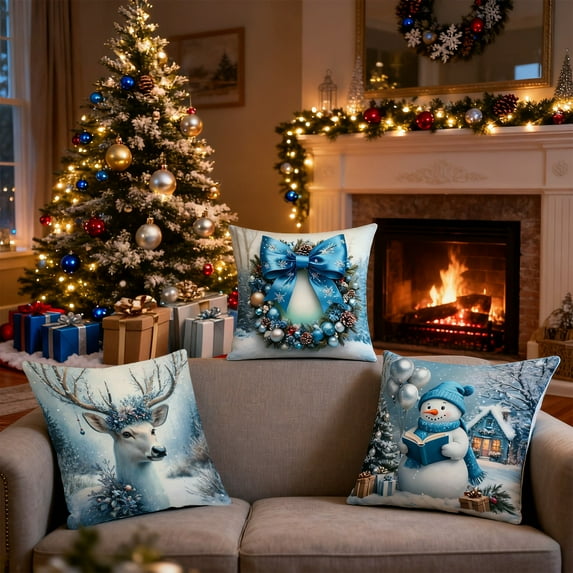 Ins Style Christmas Decoration Pillow Covers - Festive Vibe Holiday Gifts, Christmas Printed Pillowcases for Car and Home, Sofa and Bed Decor, Holiday Living Room and Parties, 17.72*17.72in, A