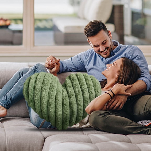 Ins Style Heart Shaped Throw Pillow, 40x35cm Striped Plush Love Cushion, Soft & Cozy Decorative Pillow for Sofa, Bed, Couch, Perfect for Couples, Wedding, Valentine's Day & Housewarming Gifts