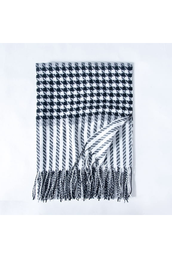 Ins Style Houndstooth Scarf for Women Street Style Thickened Warm Autumn Winter Plaid Shawl