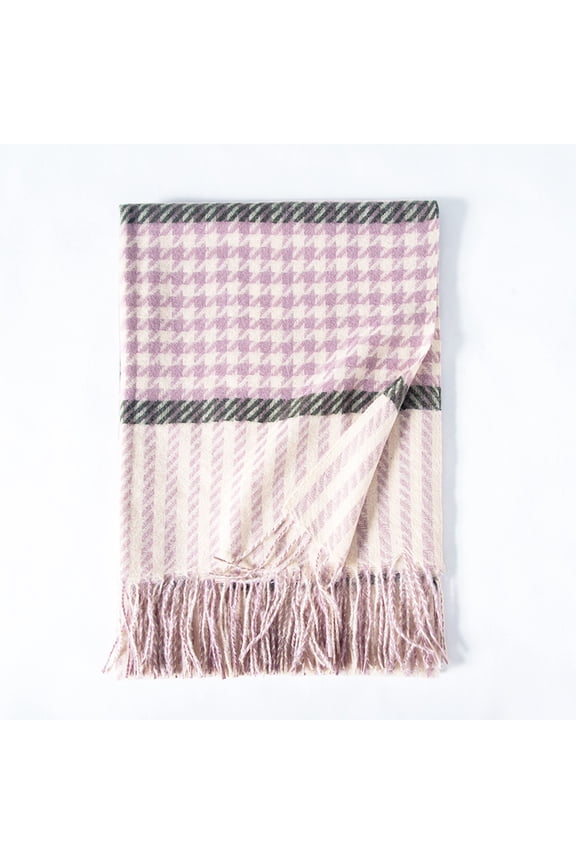 Ins Style Houndstooth Scarf for Women Street Style Thickened Warm Autumn Winter Plaid Shawl