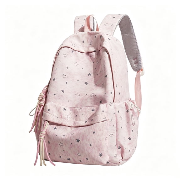 Ins Style Star Backpack Women Student Cute Large Capacity School Bag Junior High Senior High Casual Travel Rucksack Pink