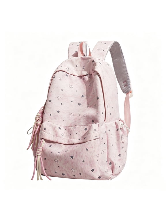 Ins Style Star Backpack Women Student Cute Large Capacity School Bag Junior High Senior High Casual Travel Rucksack Pink