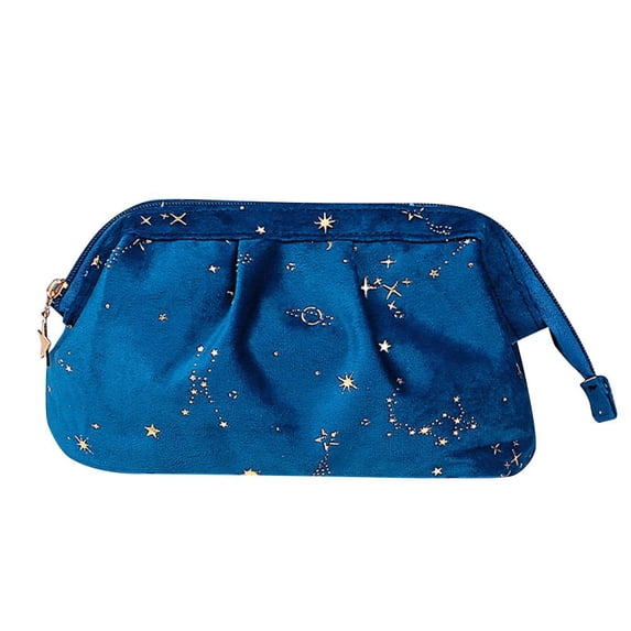 Ins Travel Organize Portable Large-Capacity Wash Bag Storage Bag Makeup Pouch Gold Velvet Cosmetic Bag SKY BLUE 1