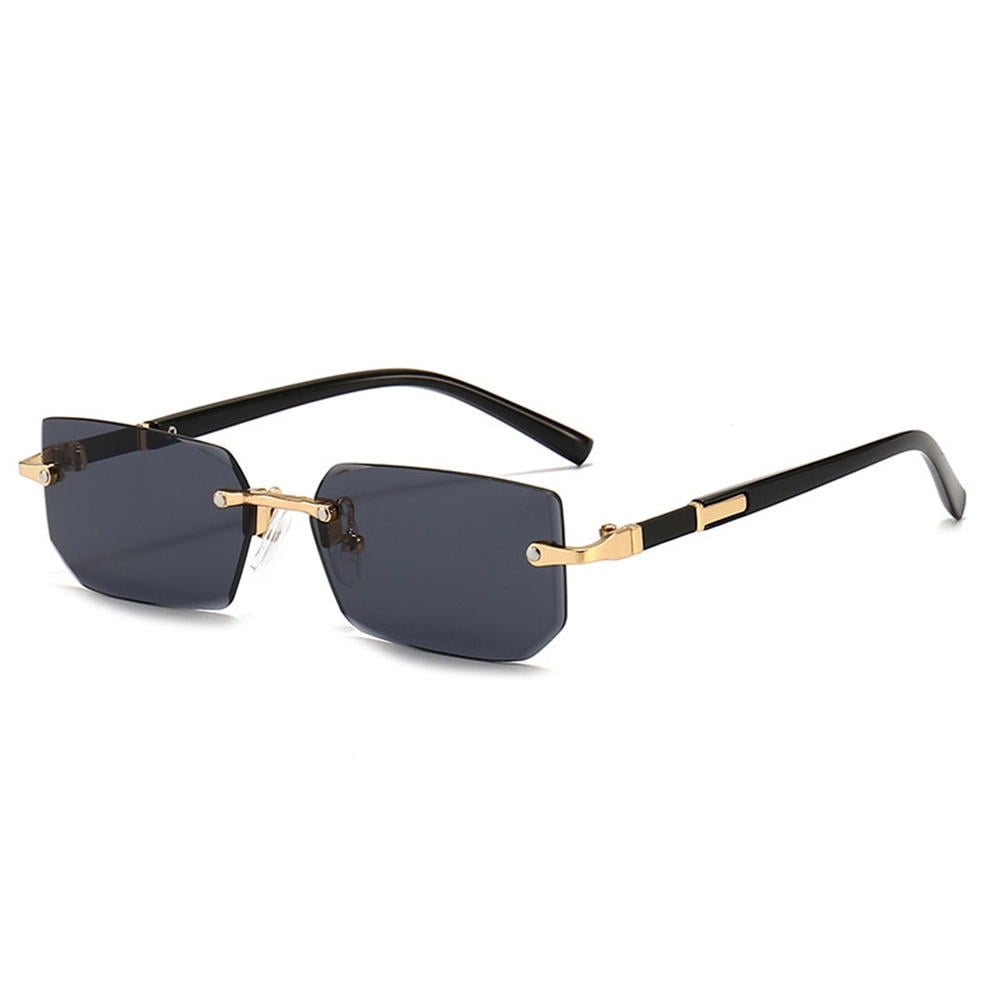 初売りセール Ins Women Men Sunglasses Edge Cut Rimless Square Trend Clothing