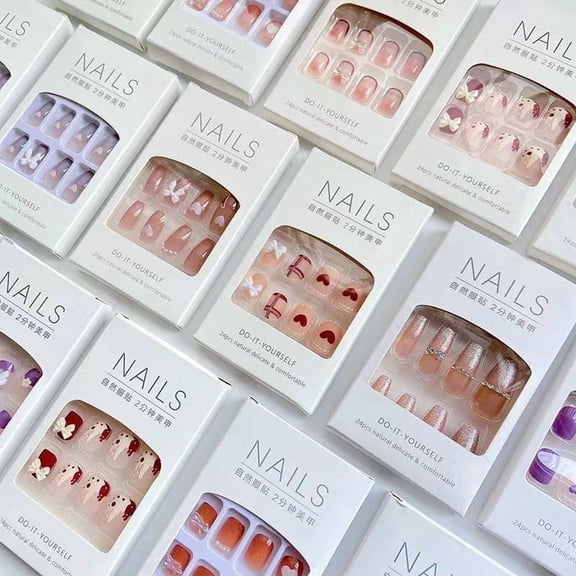 Ins-style wearable nail patches for whitening, detachable nail patches, long and short styles, finished nail patches (Blind box)