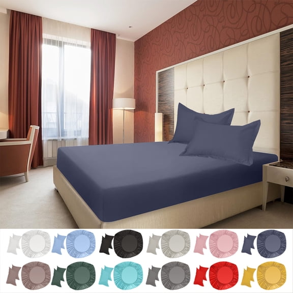 InsCray Full Size Bedding Set, Fitted Bed Sheet Pillowcases Non Slip Fixed Bed Cover All Inclusive Mattress Protection Bed Cover Soft Fiber with 2 Pillow Cases Home Textile Set 54 x 75"