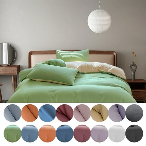 InsCray King Bed Sheets with Pillow Covers, All-Season Bedding Set - 4-Piece Washable Solid Color Bed Sheet Duvet Cover and Pillowcases 81 x 96"