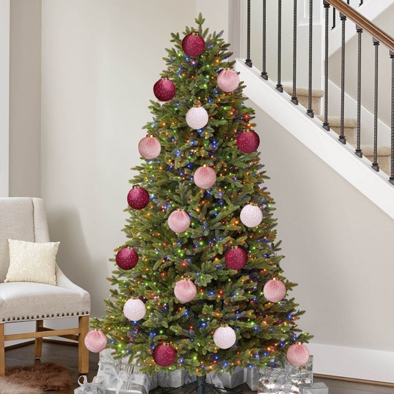 InsCrazy 15PC Flocking Ball Christmas Tree Ball 3.15inch/80mm Shatterproof Velvet Balls Christmas Decorations Outdoor for Family Holiday Wedding Party Xmas Tree Hanging Decoration