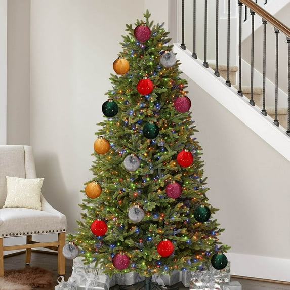 InsCrazy 15PC Flocking Ball Christmas Tree Ball 3.15inch/80mm Shatterproof Velvet Balls Christmas Decorations Outdoor for Family Holiday Wedding Party Xmas Tree Hanging Decoration