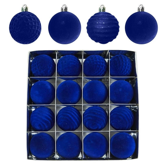 InsCrazy 16PC Velvet Christmas Balls 2.36inch/60mm Shatterproof Flocked Holiday Decor Balls Hanging Ornaments for Holiday Wedding Party Home Decor