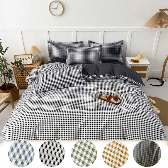 InsCrazy 4 Pieces Queen Size Bedding Set, Wrinkle and Soft Microfiber Flat Sheet and Pillow Case, Household Queen Sheet