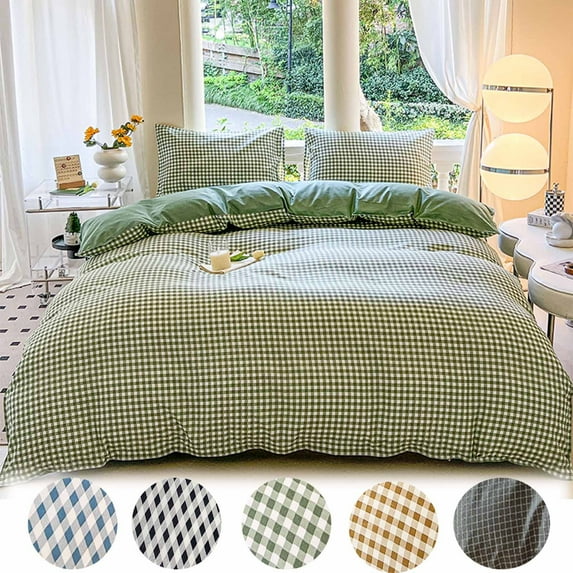 InsCrazy 4 Pieces Queen Size Bedding Set, Wrinkle and Soft Microfiber Flat Sheet and Pillow Case, Household Queen Sheet