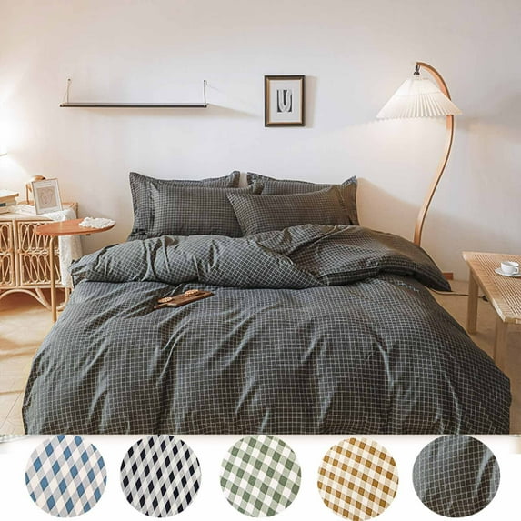 InsCrazy 4 Pieces Queen Size Bedding Set, Wrinkle and Soft Microfiber Flat Sheet and Pillow Case, Household Queen Sheet