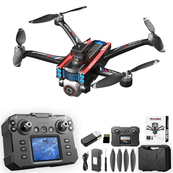 InsCrazy 4-axis Drone with 1080P Screen Remote for Adults Kids, Brushless Motor Drones with SD Card & Reader, Obstacle Avoidance LED Lights Drone for Beginners