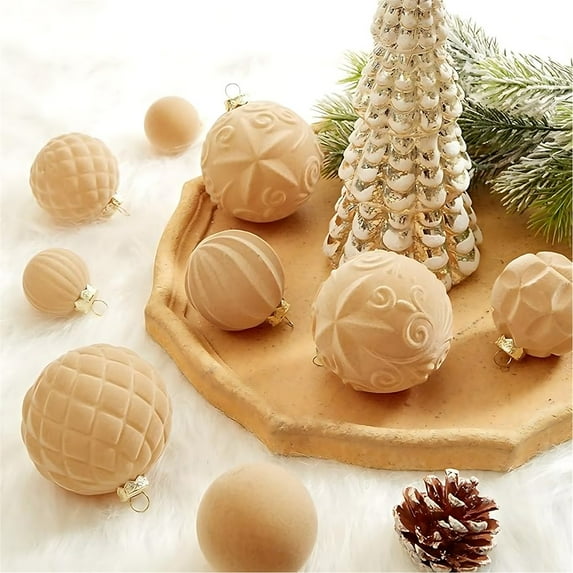 InsCrazy 46PC Velvet Christmas Ornaments 2.36inch/60mm Plush Velvet Shatterproof Xmas Ball Decorations for Christmas Tree Home Office Decoration