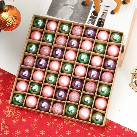 InsCrazy 49PC Shatterproof Christmas Balls for Holiday Wedding Party 1.18inch/30mm Solid Color Shiny Plastic Ornament Xmas Tree Ball