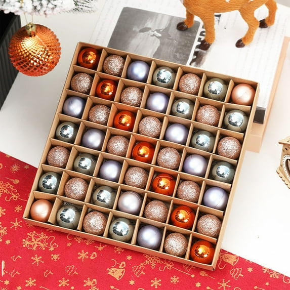 InsCrazy 49PC Shatterproof Christmas Balls for Holiday Wedding Party 1.18inch/30mm Solid Color Shiny Plastic Ornament Xmas Tree Ball