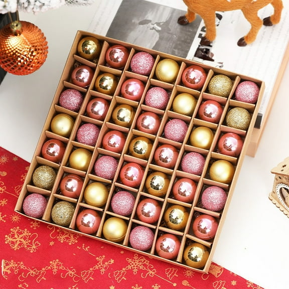 InsCrazy 49PC Shatterproof Christmas Balls for Holiday Wedding Party 1.18inch/30mm Solid Color Shiny Plastic Ornament Xmas Tree Ball