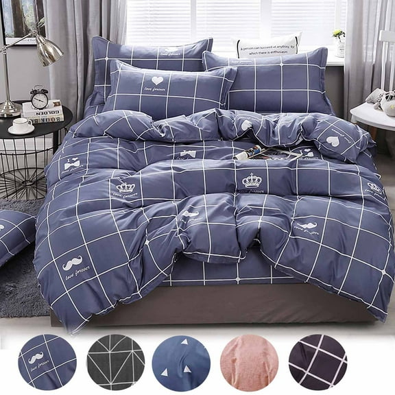 InsCrazy 4PC Comforter Full Size Set, Bedding Set with 2PC Pillow Cases and Flat Sheet and Duvet Cover, Soft and Breathable 81" x 96" on Clearance