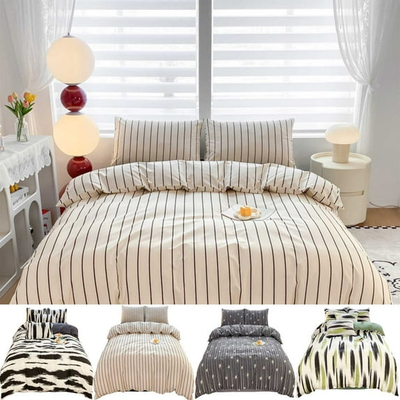 InsCrazy 4PC Printed Comforter Twin Size Bedding Set, Twin Bed Sheet Set with 2PC Pillow Cases and Duvet Cover, Portable and Soft Microfiber Sheet on Clearance