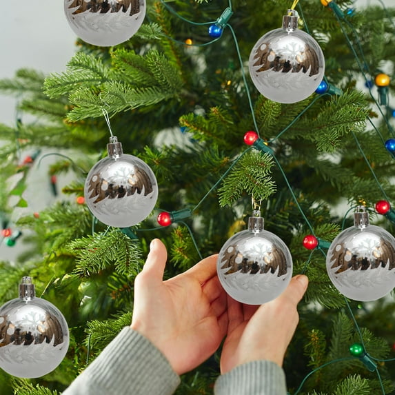 InsCrazy 6PC Christmas Tree Decoration Balls 2.36inch/60mm Durable Plastic Shiny Shatterproof Hanging Decorations Christmas Tree Decorations Hanging Ball for Holiday Wedding Party