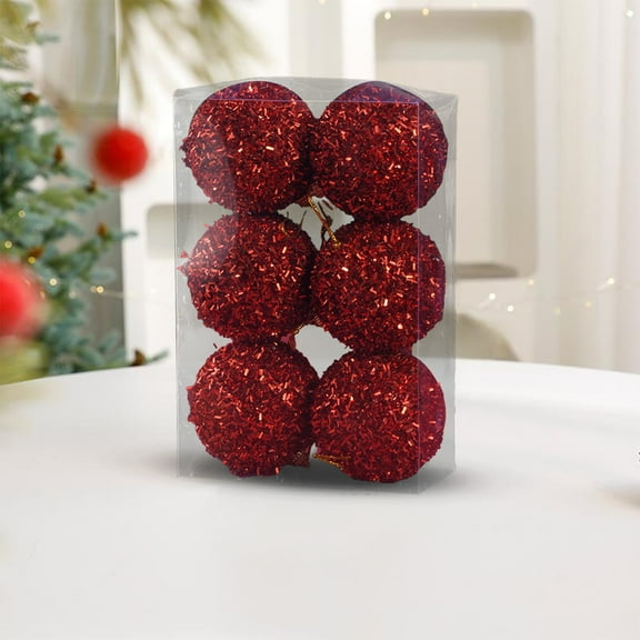 InsCrazy 6PC Shatterproof Christmas Balls Hanging Ball for Holiday Wedding Party Christmas Decorations 2.36inch/60mm Durable Foam Multicolor Tree Balls for Christmas Indoor Decorations
