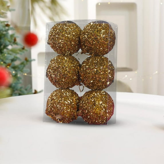 InsCrazy 6PC Shatterproof Christmas Balls Hanging Ball for Holiday Wedding Party Christmas Decorations 2.36inch/60mm Durable Foam Multicolor Tree Balls for Christmas Indoor Decorations