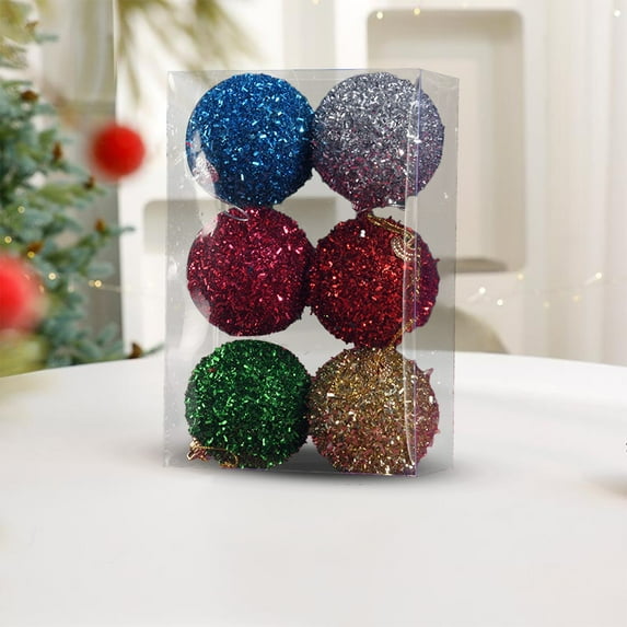 InsCrazy 6PC Shatterproof Christmas Balls Hanging Ball for Holiday Wedding Party Christmas Decorations 2.36inch/60mm Durable Foam Multicolor Tree Balls for Christmas Indoor Decorations