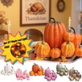 thumbnail image 1 of InsCrazy 7Pcs Assorted Sizes Halloween Simulation Pumpkin Model Indoor Outdoor Decoration with Artificial Maple Leaf Halloween Light for Fall Harvest Thanksgiving Decor, 1 of 8