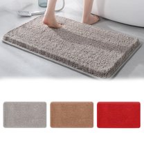 InsCrazy Bathroom Rugs Home Bathroom Door Mats Solid Color Bathroom Absorbent Non-slip Mats Thick Fiber Floor Mats Bath Decor 17" x 24"