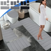 InsCrazy Bathroom Rugs Sets 5 Piece Large Bathroom Rug Mat Toilet Mats Universal Soft Comfortable Water Absorption Non-Slip Thick Machine Washable Easier To Dry Dark Bath Decor